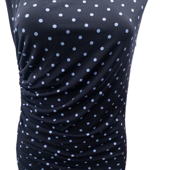 Vince Camuto Polka Dot Print Ruched Midi Dress Women's Petite  Medium - Picture 7 of 9